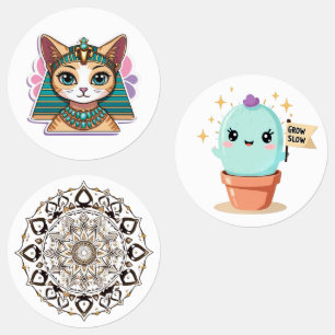 Pharaoh Cat Mandala Cactus Sticker