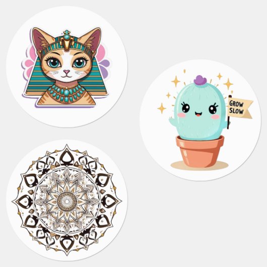 Pharaoh Cat Mandala Cactus Sticker (Groep)