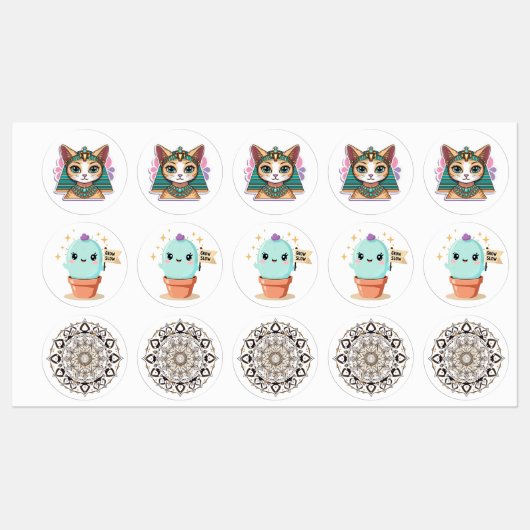 Pharaoh Cat Mandala Cactus Sticker (Vel)
