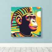 Pharaoh Chimpanzee Tut Canvas Afdruk (Insitu (Houten vloer))