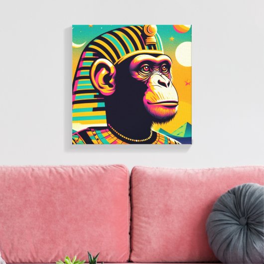 Pharaoh Chimpanzee Tut Canvas Afdruk (Insitu (Woonkamer))
