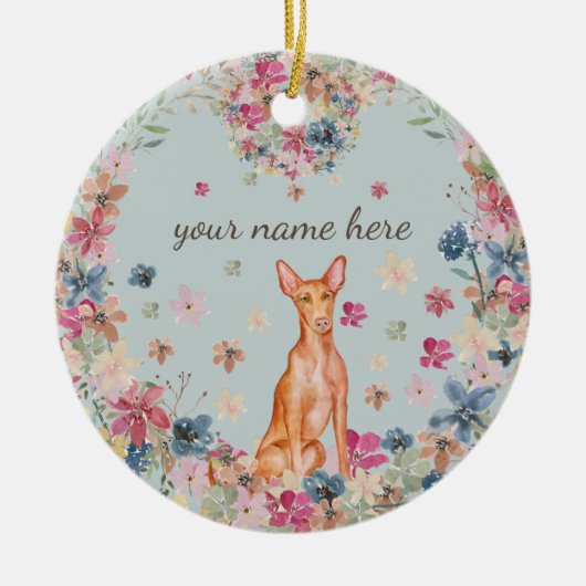 Pharaoh Dog Puppy bloemenprint Keramisch Ornament (Voorkant)