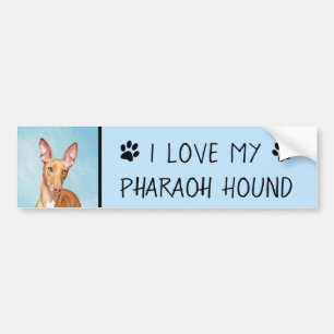 Pharaoh Hond Painting - Cute Original Dog Art Bumpersticker