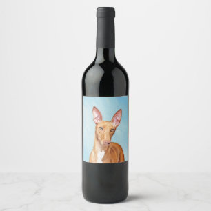 Pharaoh Hond Painting - Cute Original Dog Art Wijn Etiket