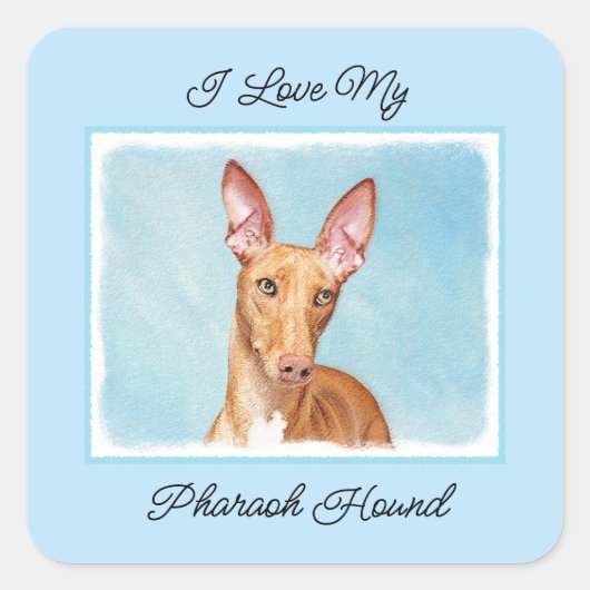 Pharaoh Hondschilder - Cute Original Dog Art Squ Vierkante Sticker (Voorkant)