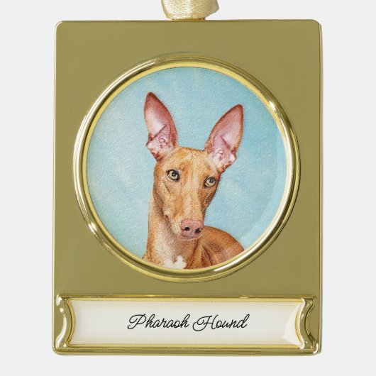 Pharaoh Hondschilder - Kute Original Dog Art Gol Verguld Banner Ornament (Voorkant)