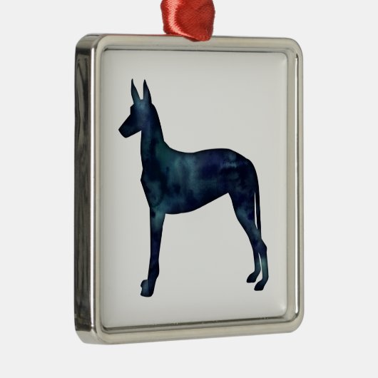 Pharaoh Hound Black Waterverf Silhouette Metalen Ornament (Rechts)