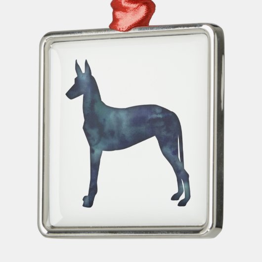 Pharaoh Hound Black Waterverf Silhouette Metalen Ornament (Links)