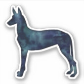 Pharaoh Hound Black Waterverf Silhouette Sticker (Voorkant)