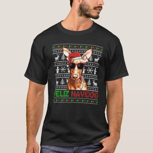 Pharaoh Hound Dog Feliz Navidog Funny Kerstmis T-shirt (Voorkant)