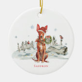 Pharaoh Hound Dog Watercolor Monogram Keramisch Ornament (Voorkant)
