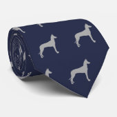 Pharaoh Hound Silhouettes Pattern Blue en Grey Stropdas (Opgerold)