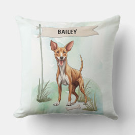 Pharaoh Hound Watercolor Personalized Dog Kussen
