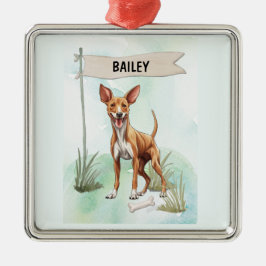 Pharaoh Hound Watercolor Personalized Dog Metalen Ornament