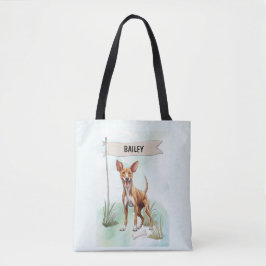 Pharaoh Hound Watercolor Personalized Dog Tote Bag