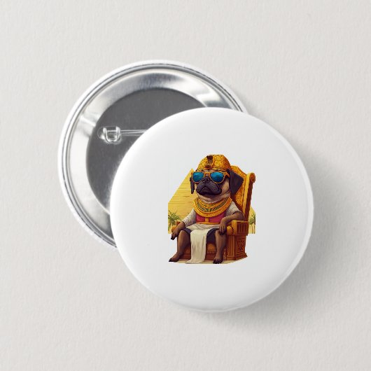 Pharaoh Pug � Ancient Egypt Dog Ronde Button 5,7 Cm (Voorkant /achterkant)