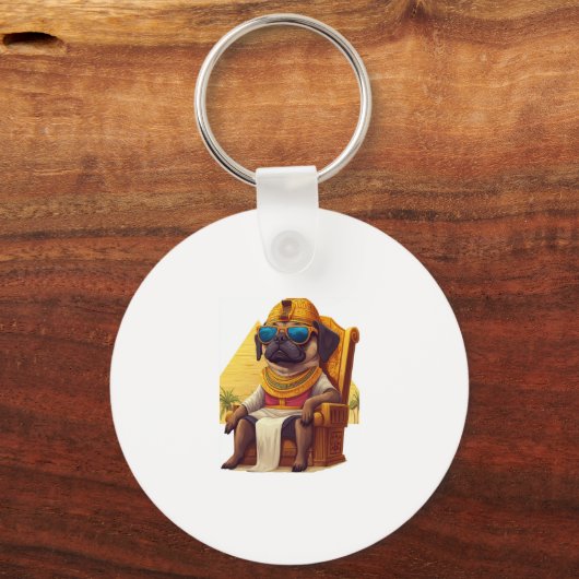 Pharaoh Pug � Ancient Egypt Dog Sleutelhanger (Voorkant)