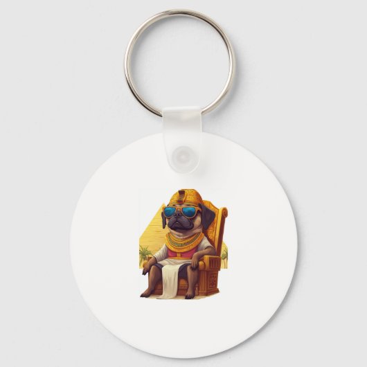 Pharaoh Pug � Hond uit het oude Egypte Sleutelhanger (Voorkant)