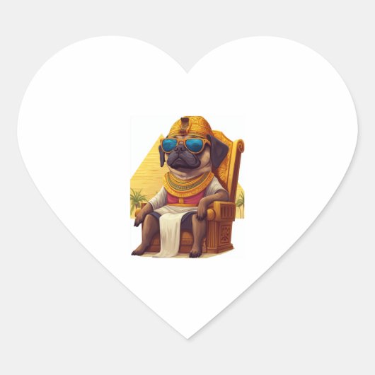 Pharaoh Pug - Oude Egyptische hond Hart Sticker (Voorkant)