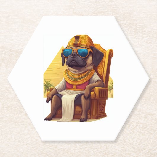 Pharaoh Pug � oude Egyptische hond Kartonnen Onderzetters (Voorkant)