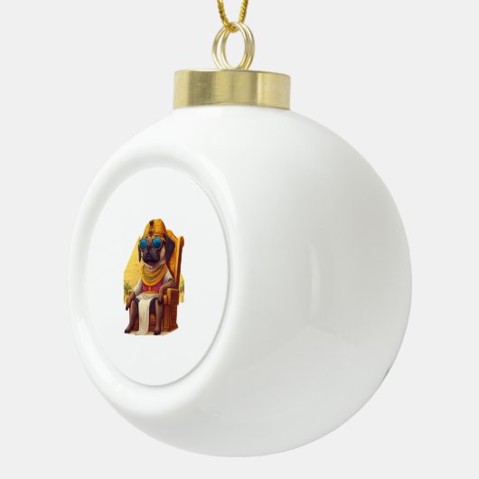 Pharaoh Pug - Oude Egyptische hond Keramische Bal Ornament (Rechts)