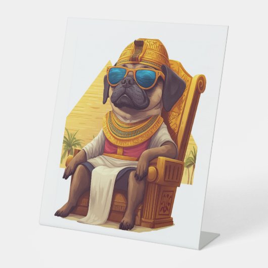 Pharaoh Pug - Oude Egyptische hond Reclamebord Met Voetstuk (Voorkant)