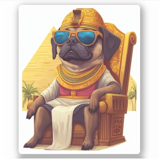 Pharaoh Pug � oude Egyptische hond Sticker (Voorkant)