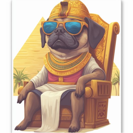 Pharaoh Pug - Oude Egyptische hond Sticker (Voorkant)