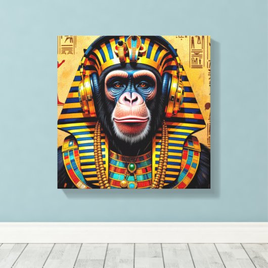 PHARAOH TUT-CHIMPANZEE CANVAS AFDRUK (Insitu (Houten vloer))