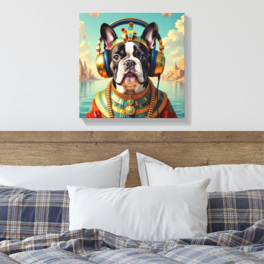 PHARAOH TUT-FRENCH BULLDOG 2 CANVAS AFDRUK (Insitu (Slaapkamer))