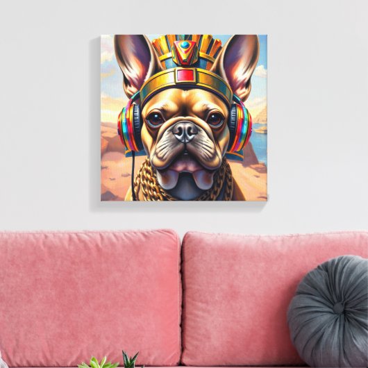 PHARAOH TUT-FRENCH BULLDOG 3 CANVAS AFDRUK (Insitu (Woonkamer))