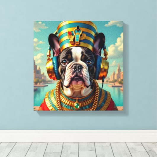 PHARAOH TUT-FRENCH BULLDOG CANVAS AFDRUK (Insitu (Houten vloer))