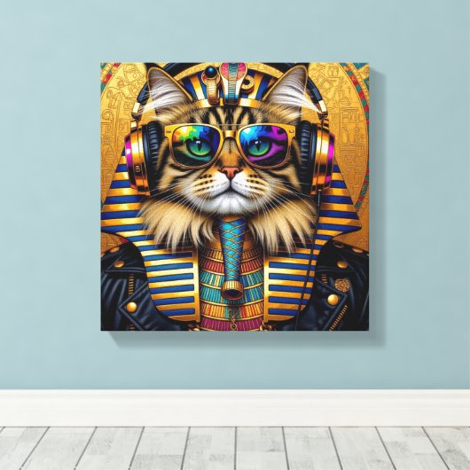 PHARAOH TUT-PERSIAN CAT 3 CANVAS AFDRUK (Insitu (Houten vloer))