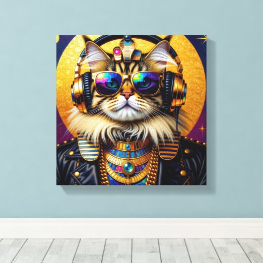 PHARAOH TUT-PERSIAN CAT 4 CANVAS AFDRUK (Insitu (Houten vloer))