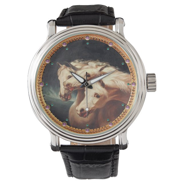 Pharaoh's Chariot White Arabian Horses Horloge (Voorkant)
