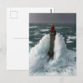 Phare de la Jument tempête Finistère Frankrijk Briefkaart (Voorkant / Achterkant)