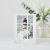 Phare sous la neige briefkaart (Staand voorkant)