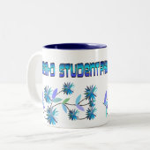 Pharm D Student Blue Flowers Design Tweekleurige Koffiemok (Voorkant links)