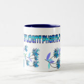 Pharm D Student Blue Flowers Design Tweekleurige Koffiemok (Center)