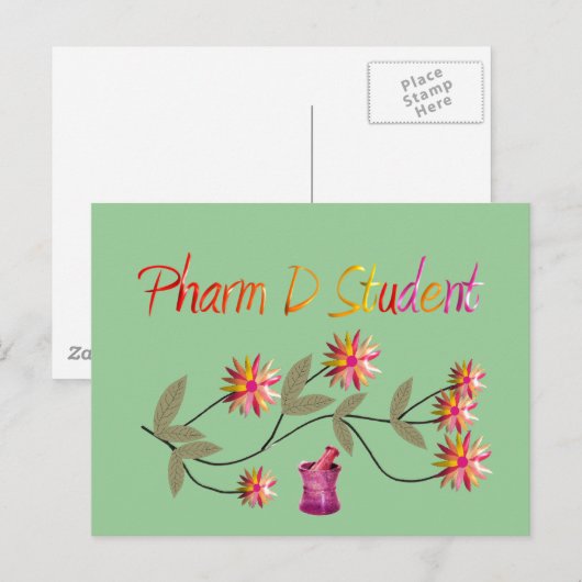 Pharm D Student Floral Design Briefkaart (Voorkant / Achterkant)
