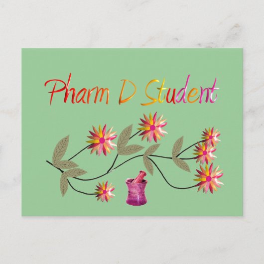 Pharm D Student Floral Design Briefkaart (Voorkant)