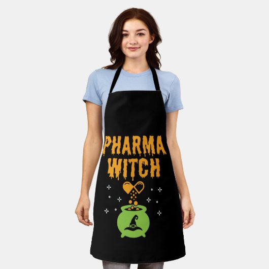 Pharma Heks Apotheker Halloween Apotheek Tech Schort (Gedragen)