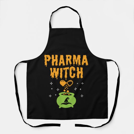 Pharma Heks Apotheker Halloween Apotheek Tech Schort (Voorkant)