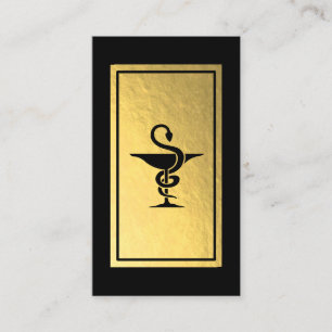 Pharmacist - Bowl of Hygeia Symbol Faux Gold Foil Visitekaartje