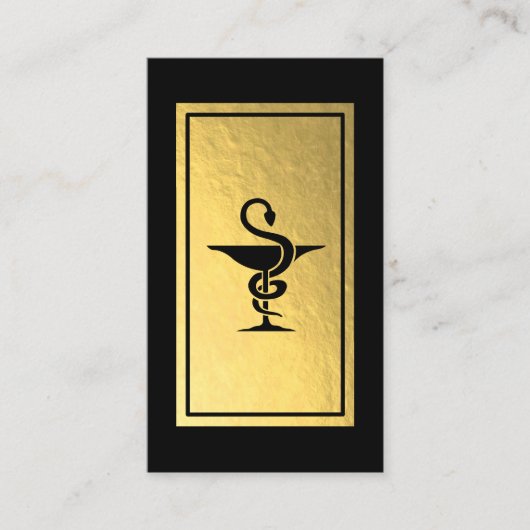 Pharmacist - Bowl of Hygeia Symbol Faux Gold Foil Visitekaartje (Voorkant)