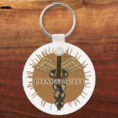 Pharmacist Caduceus custom name key chain Sleutelhanger (Voorkant)