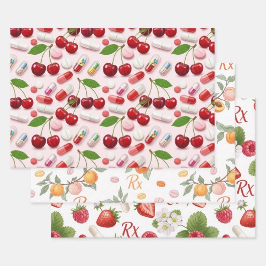 Pharmacist Cherry Peach Strawberry Wrapping Paper  (Set)