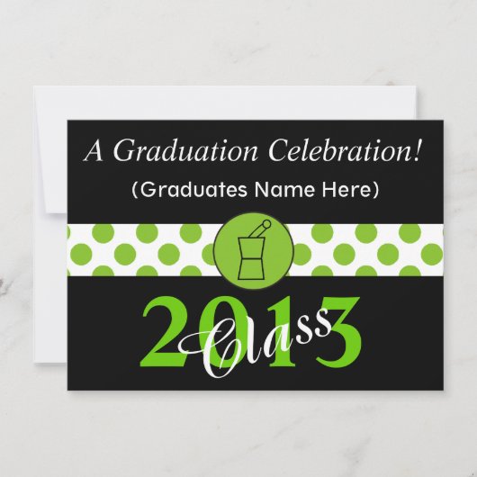 Pharmacist Graduation Invitation Green Black Kaart (Voorkant)