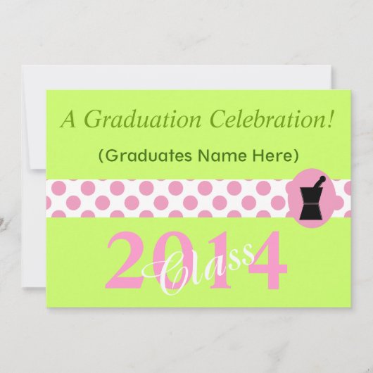 Pharmacist Graduation Invitations 2014 Lime Green Kaart (Voorkant)