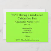 Pharmacist Graduation Invitations 2014 Lime Green Kaart (Achterkant)